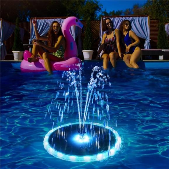 Solar Fountain,4W Solar Powered Bird Bath Fountains with 4000 Battery,LED Lights - Picture 6 of 6